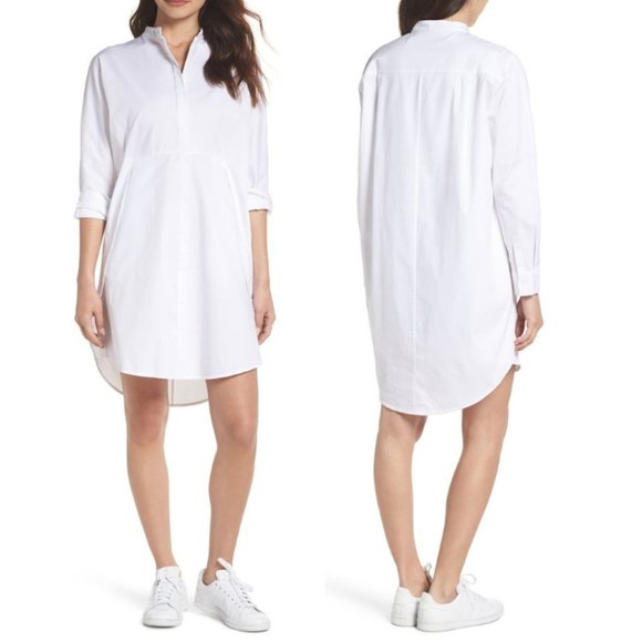 CAARA Dresses & Skirts - CAARA Boyfriend Shirtdress White Size Medium NWT
